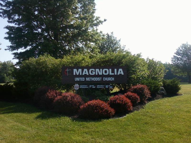 Sign at the entrance of the Magnolia United Methodist Church